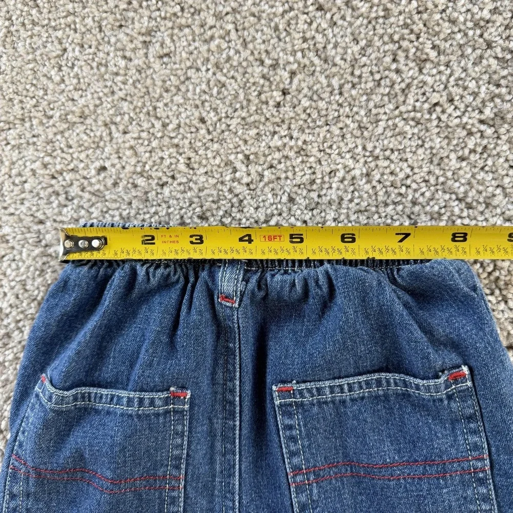 Vintage OshKosh B'gosh Cargo Jeans Baby 6-9 Months Denim Elastic Waist Bear Boys